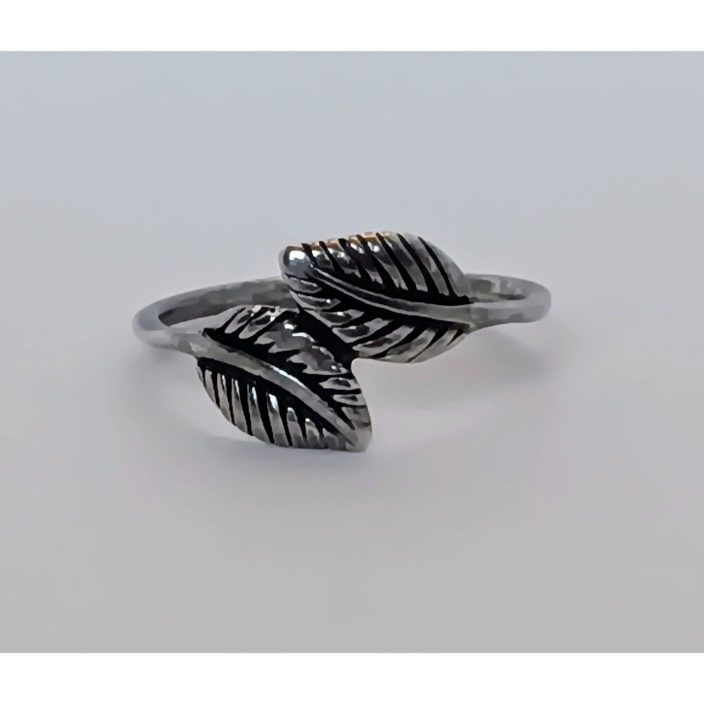 925 Sterling Silver Boho "BEE STER" Leaf Bypass Ring Size 6.25